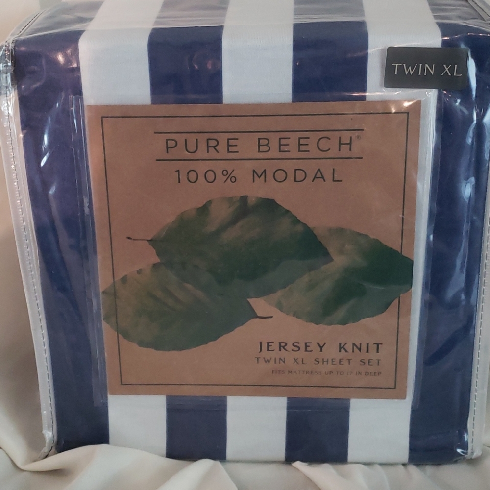 Pure Beech Jersey Knit Modal Stripe Twin XL Sheet